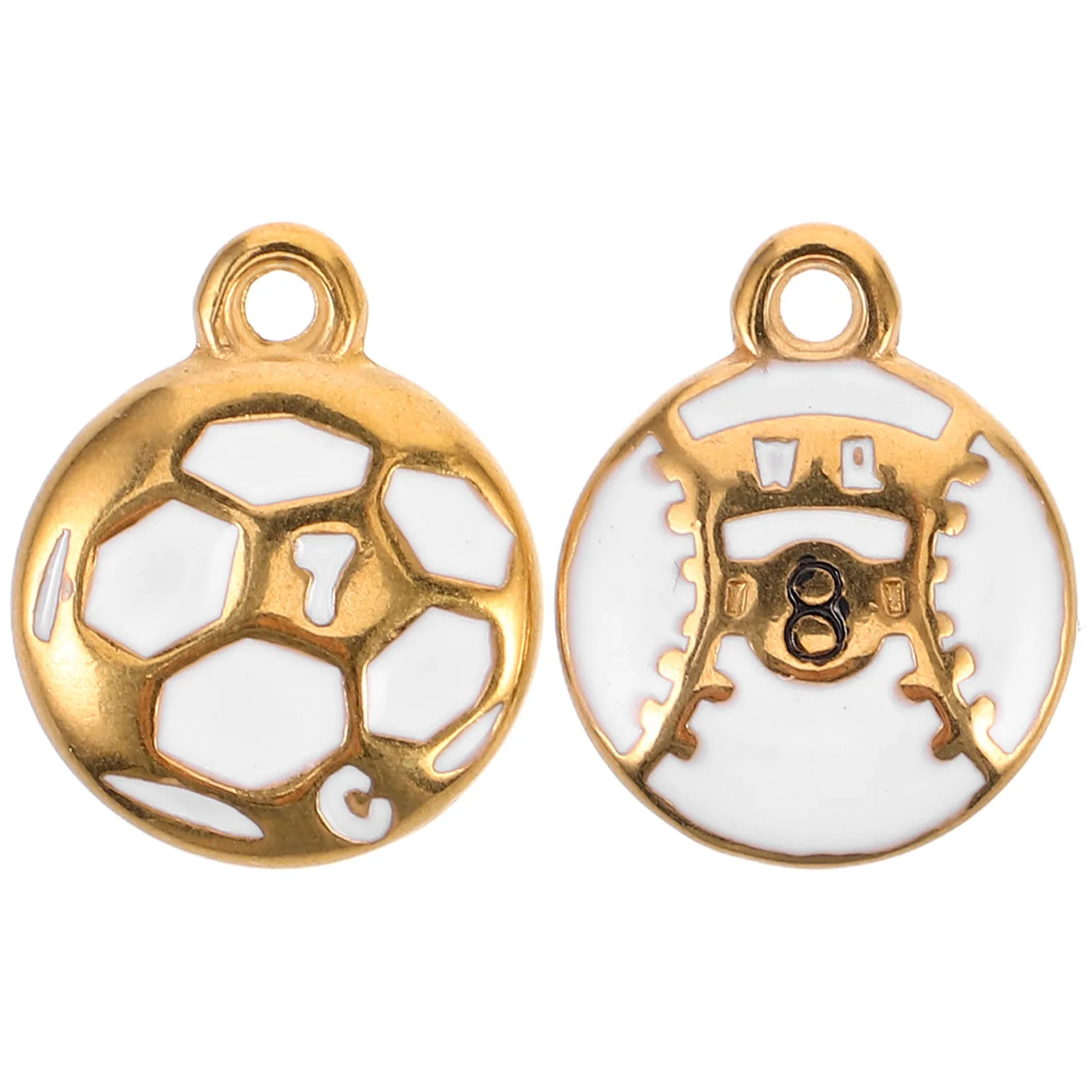 

2 шт. подвески в виде спортивных мячей из нержавеющей стали (футбол, бейсбол) для изготовления украшений, брелоков, аксессуаров в спортивном стиле