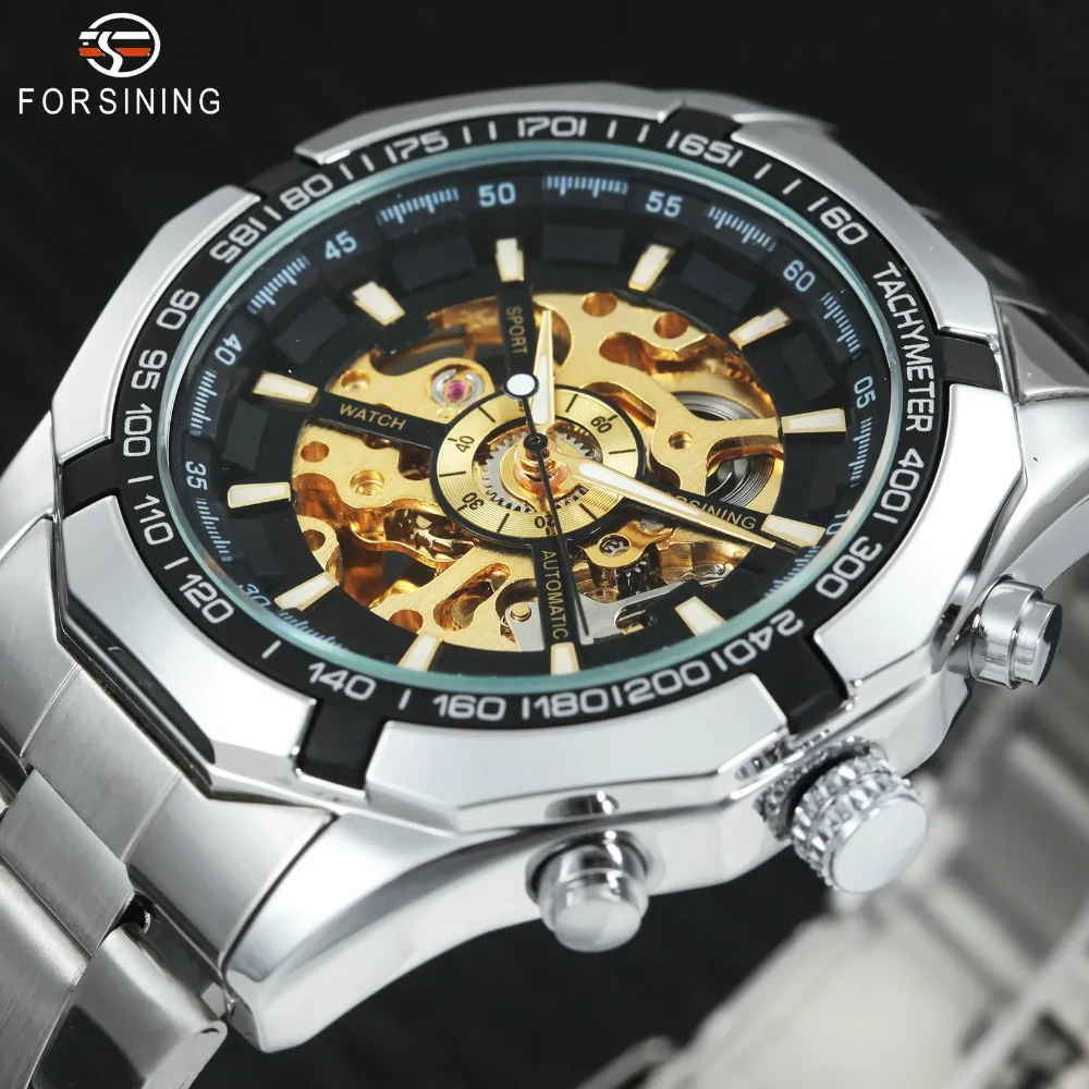 

Forsining Watch Men Sports Watches Stainless Steel Band Skeleton Automatic Mechanical Wristwatches Men Reloj Hombre montre homme