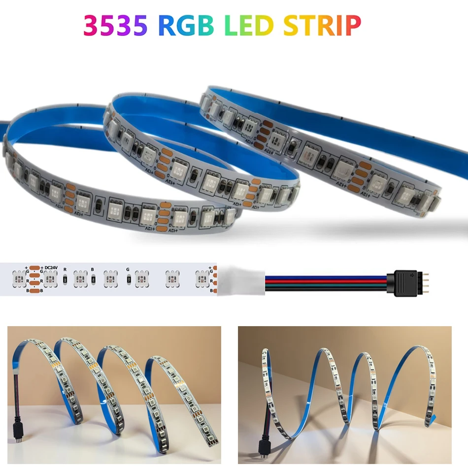 0.5m/1m 5m DC12V DC24V RGB Led Strip SMD3535 120LEDs/m 5mm/8mm width Flexible LED Strip Lighting IP30