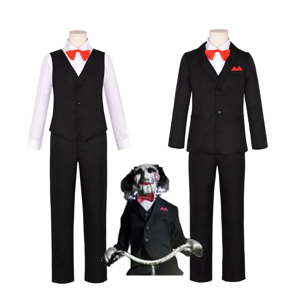 

Anime Horror Movie Saw Cosplay Jigsaw Killer Cosplay Costume Coat Suit Uniform Women Men Carnival Party Saw Costume Full Set