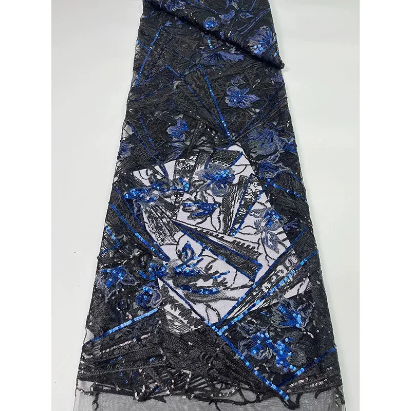 1yard clothing cheongsam Wedding dresses DIY fabric soft mesh tissu Geometric line sequin embroidery fabrics for patchwork