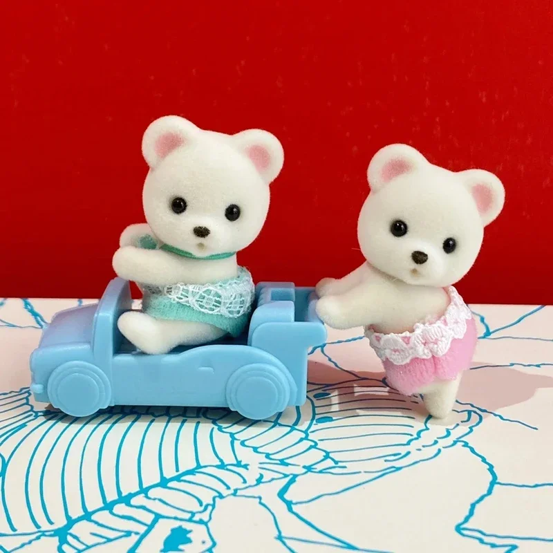 عائلات سيلفانيان سلسلة المفاتيح العمياء اكسسوارات أرقام الأصلي لعبة فتاة ألعاب أطفال للأطفال الأغنام الدب الأبيض التوائم عائلة الغابات #3