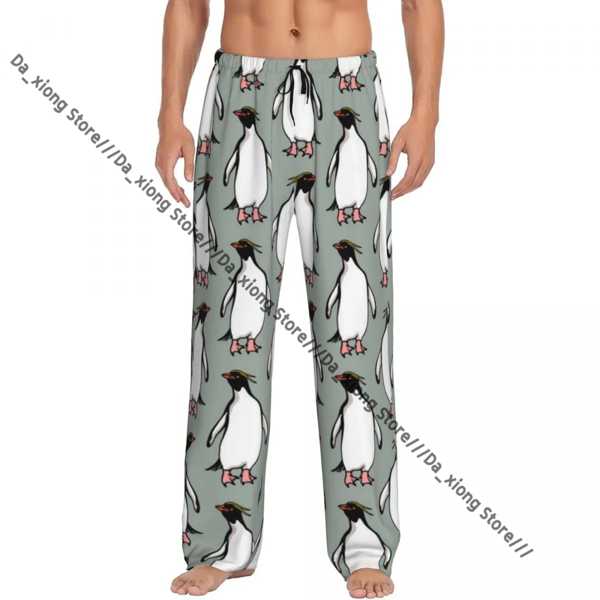 

Cute Macaroni Penguins Funny Illustration Mens Pajamas Pyjamas Pants Lounge Pants Sleep Bottoms