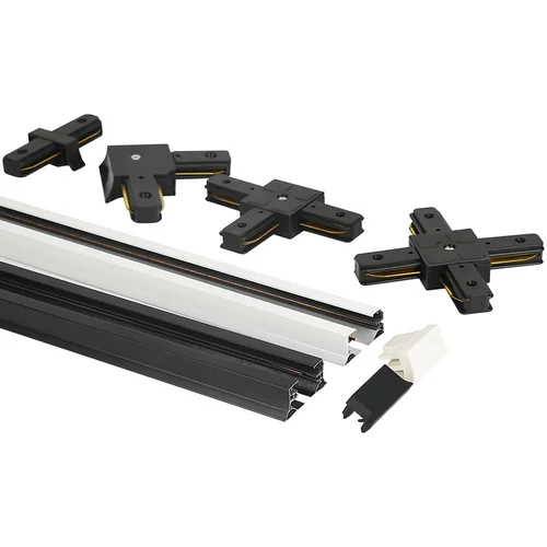 흑백 LED 트랙 라이트 레일, 전기 알루미늄 2 상, 범용 트랙 클램프, 스포트라이트 조명, 2 와이어, 0.5m 