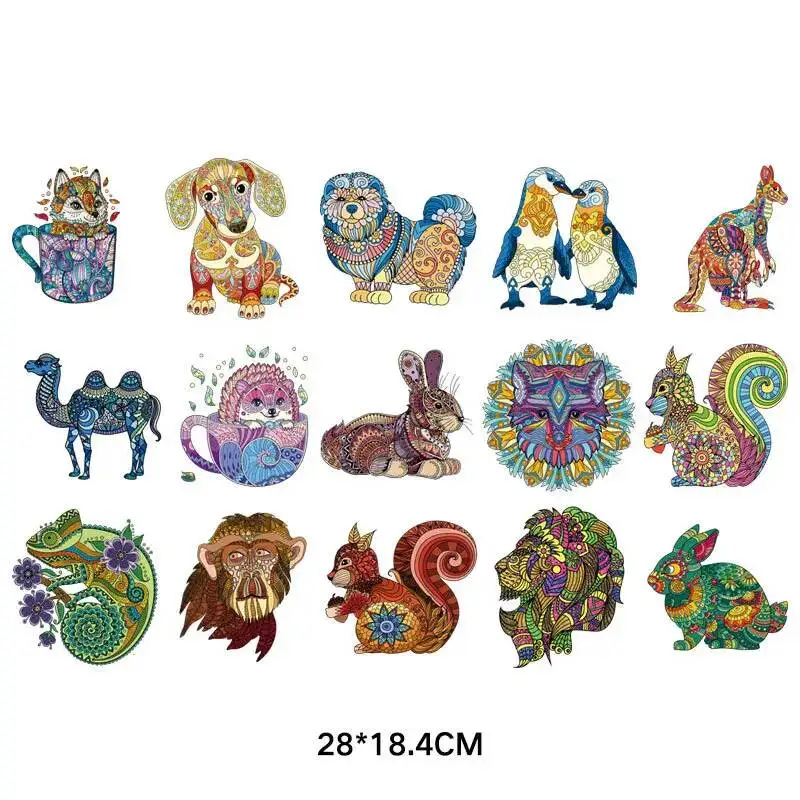 Cartoon Kangaroo Squirrel Chameleon Lion Rabbit Animal Heat Transfer Vinyl Stickers Iron On T-shirt Backpack DIY Accessories