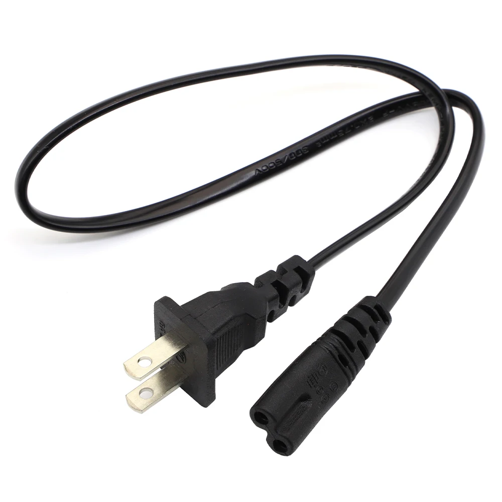 

0.5M US Power Cable 2 Pin Prong to C7 Extension Cord LED Light Power Cord American Figure 8 AC Power Cable Adapter Black