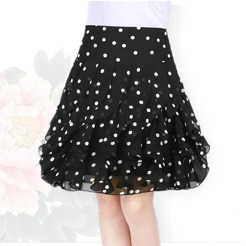 

Fashion Chiffon Short Skirt 2026 New High Waisted Summer Polka Dot Skirt Slim Versatile Ruffle Edge Square Dance Skirt