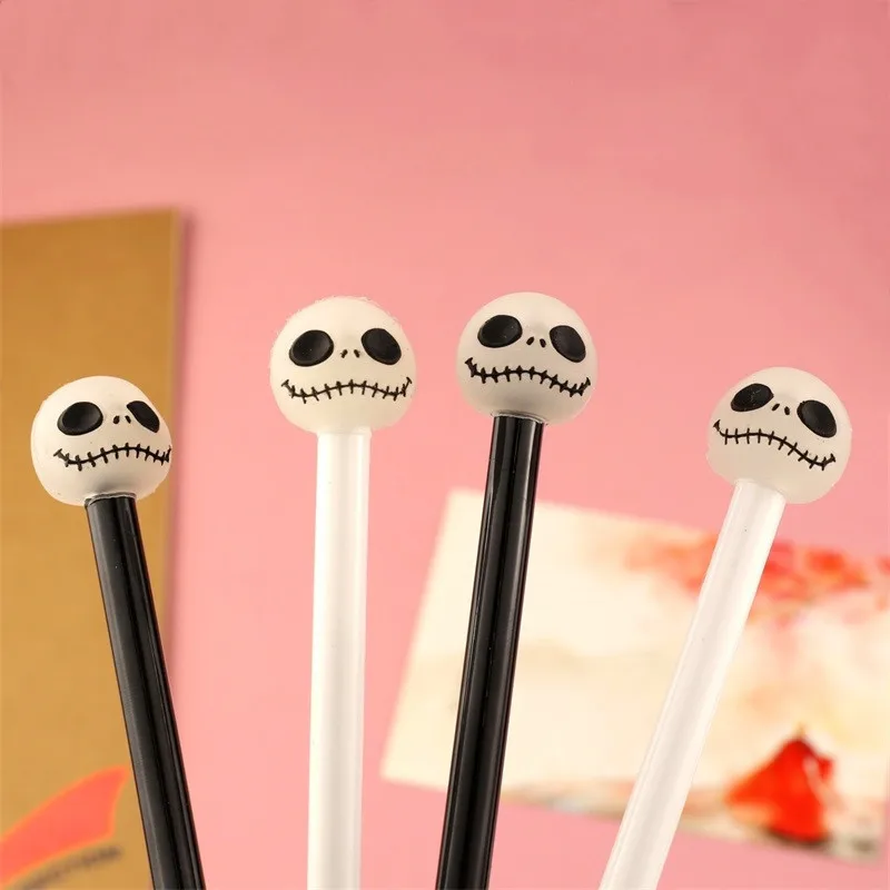 

24 Pcs Wholesale Creative Luminous Skull Gel Pen Student Stationery Pens Funny Signature Black 0.5mm Office Accessories