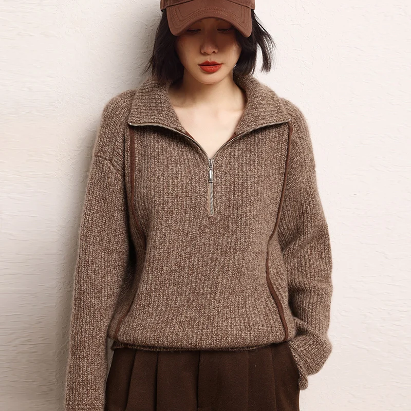 Winter Fashion Loose Thick Sweaters 100% Goat Cashmere Knitted Pullovers Hot Sale Women Soft Ladies Jumpers Clothes 2024