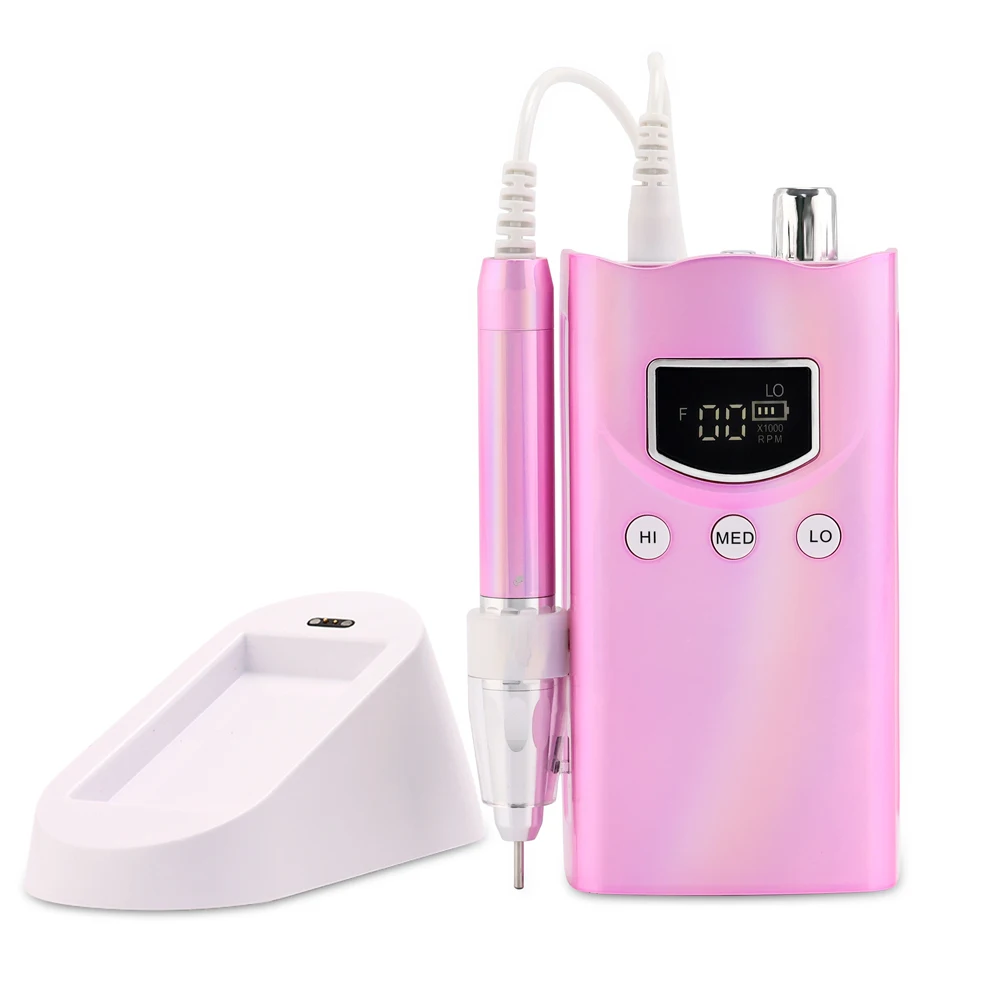 Portable Brushless Nail Drill Machine 35000 Rpm Wireless Rechargeable Cordless Efile Electric Nail File