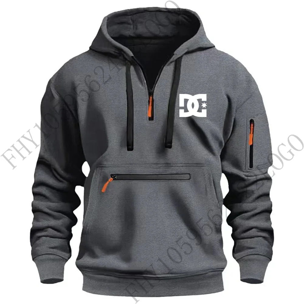 

Autumn and winter new printed sportswear long sleeve zipper pocket pullover European size S-3XL loose men's hoodie