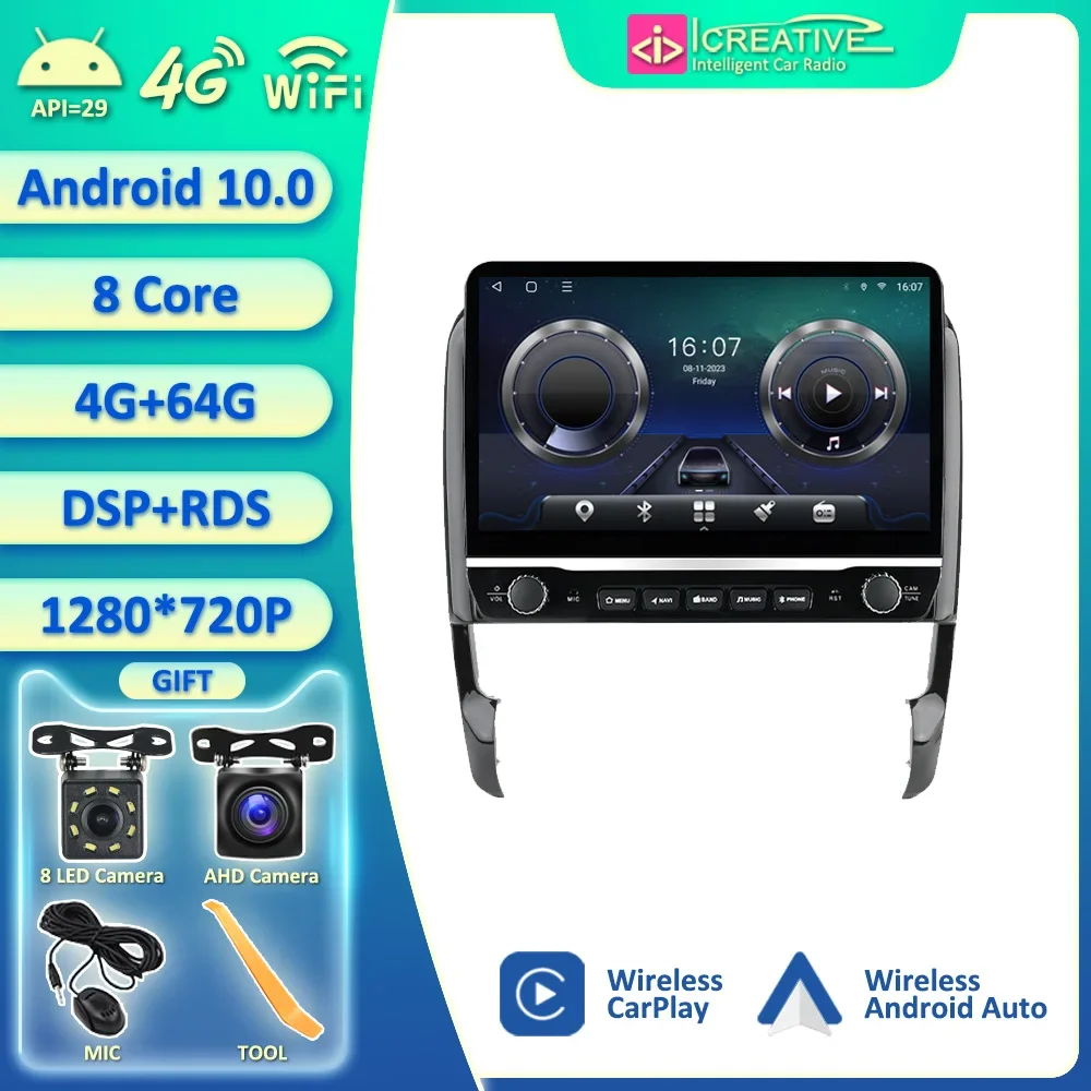 IPS 4G+64G Android 10 Auto CarPlay Car Radio Multimedia Player Navigation GPS For Porsche Cayenne I 9PA 955 957 GTS 2002 - 2010