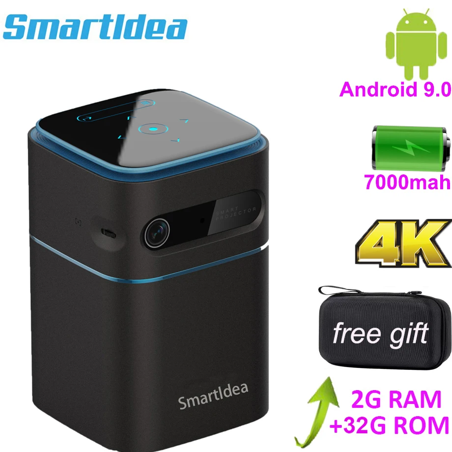 Smartldea Pico Smart Android 9.0 Projector Wifi 1080P 4K Support Portable Proyector Mini video game DLP Beamer airplay miracast