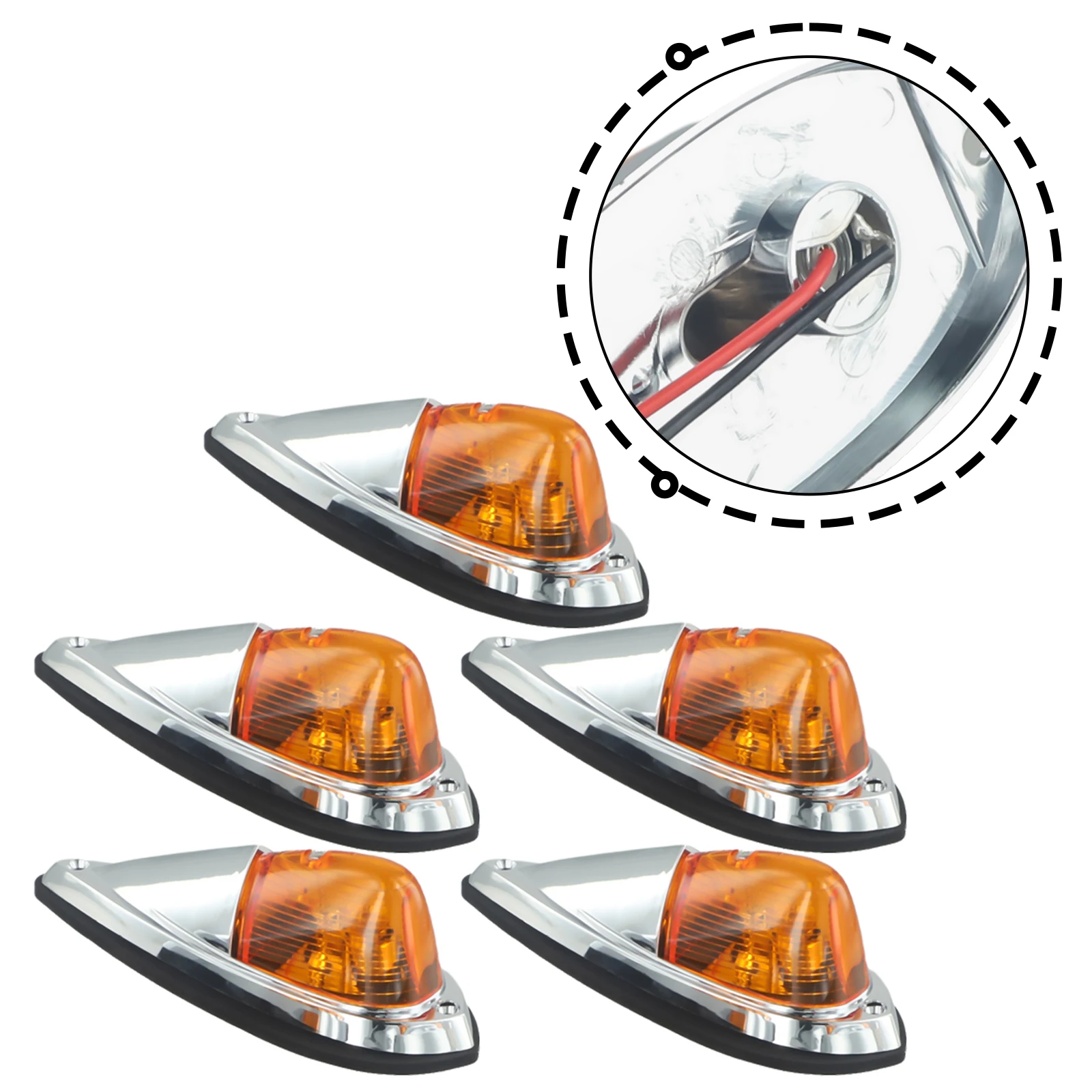 5pcs Truck Semi-Trailer Amber Cab Marker Roof Top Clearance Light Strobe Light Running Light For Ram Truck Van Semis RV - Image 6
