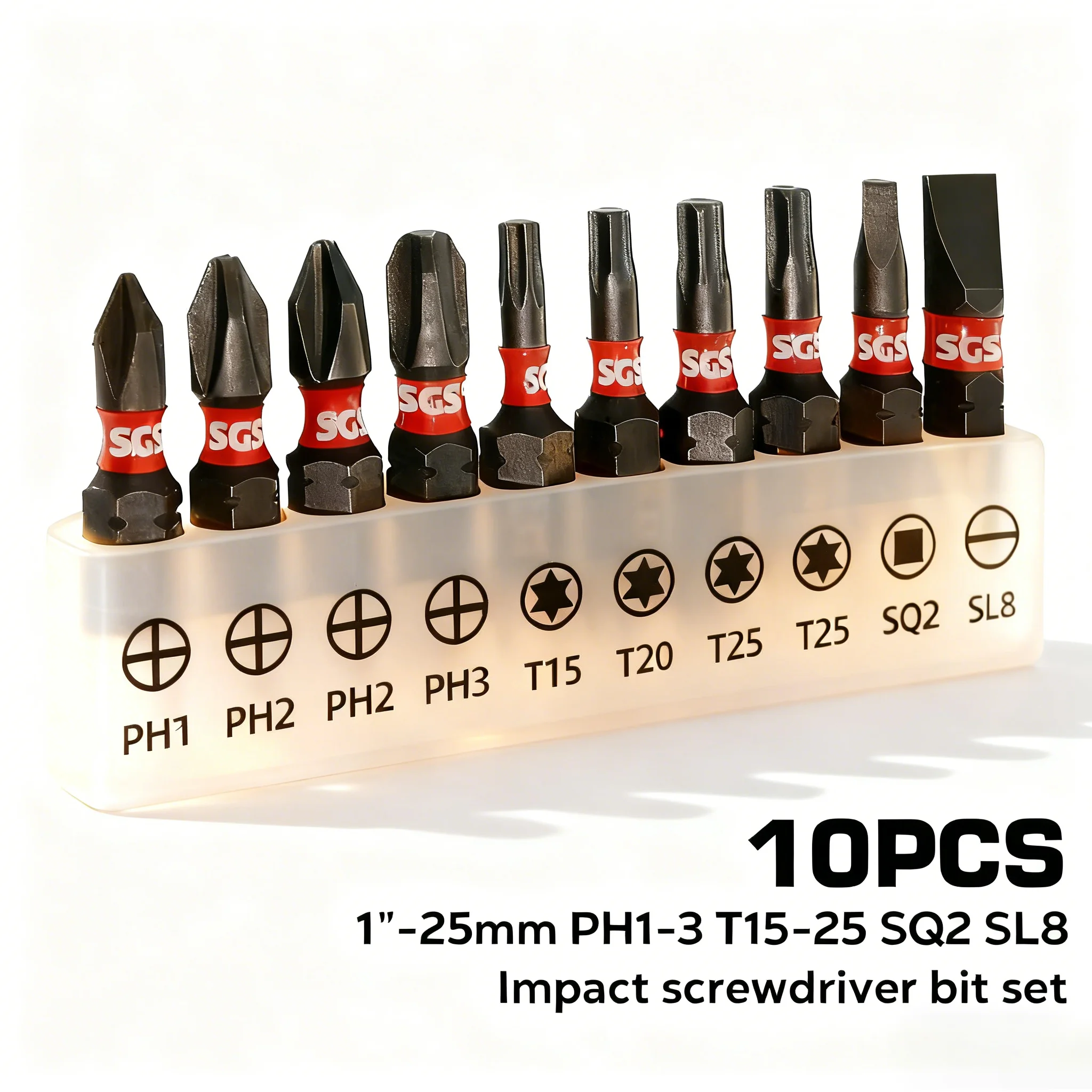 25/50 mm Ph/T/Sl/Sq slagschroevendraaierbitset met stopcontact, antislip S2 staal met hoge hardheid, perfect compatibel met elektrisch gereedschap