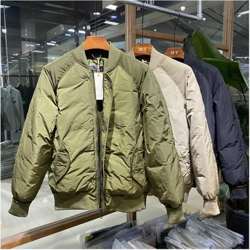 Men's Cotton Padded Baseball Jacket Lightweight Coat Loose Stand Collar Clothes Outdoor Trekking Training Sports Outer Winter