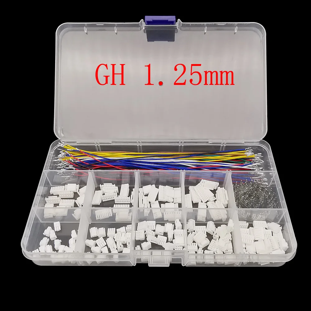 1Box JST GH 1.25mm GH1.25 Female Housing Terminal 2 3 4 5 6 7 8 9 10 Pin Connector and Double-ended Pre-crimped 28AWG Wires 15CM
