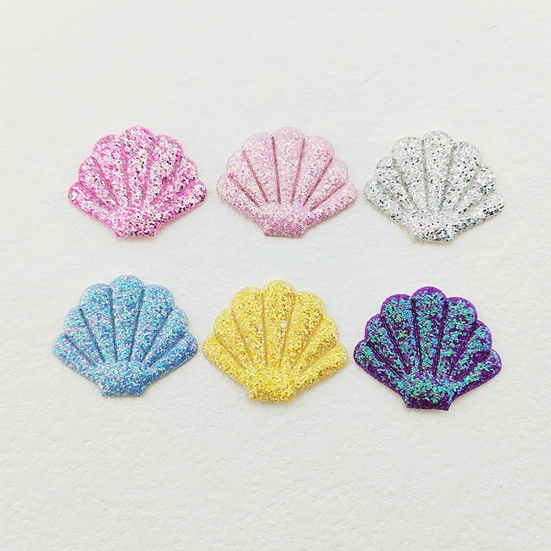 60 Stück 3,5*3 cm glänzende, glitzernde Muschel-Applikationen mit Polsterung für Kleidung, Hüte, Nähzubehör, DIY-Kopfbedeckungen, Haarspangen, Schleifendekorationen und Aufnäher – Detail 2