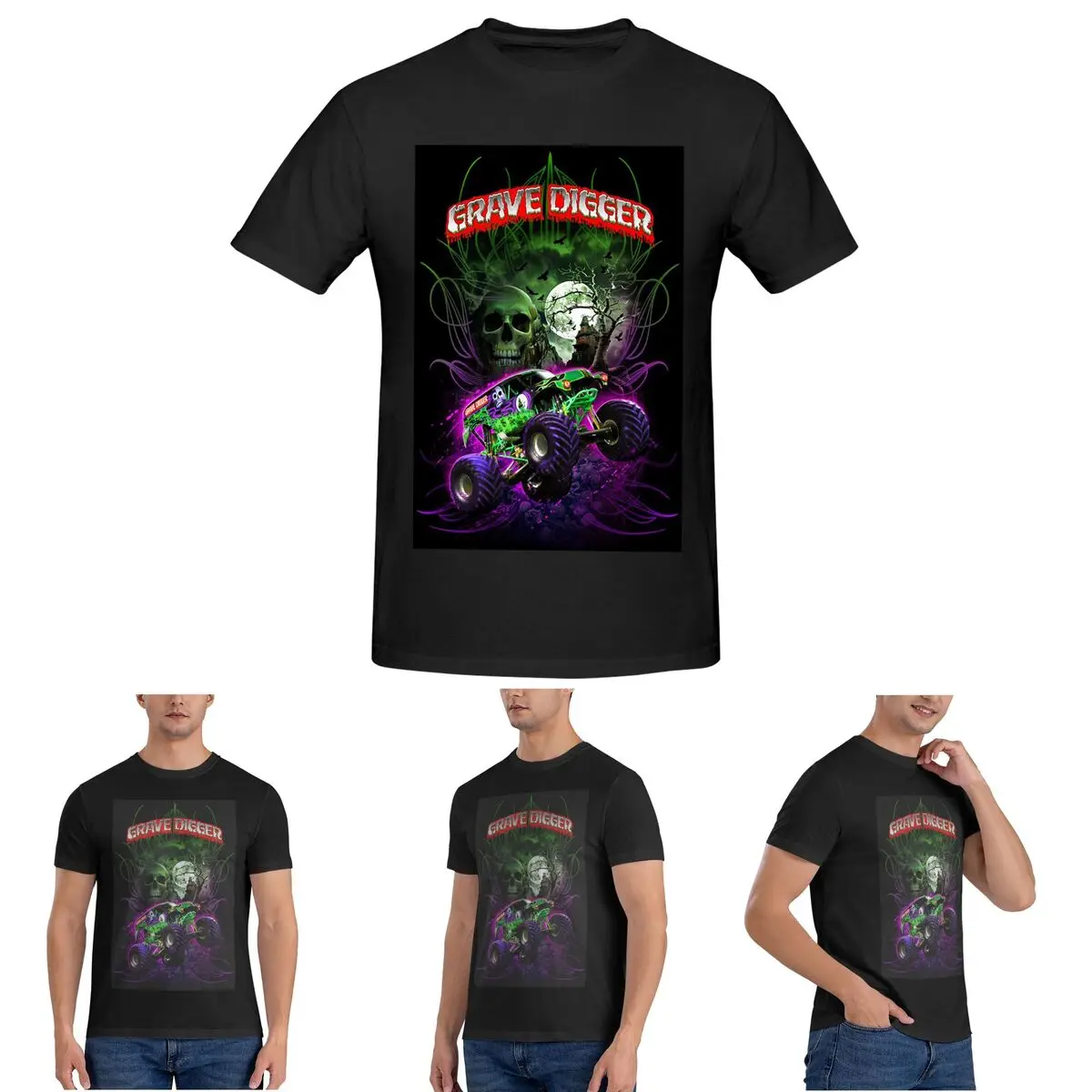 

Классическая мужская футболка с узором Monster Jam Truck, хлопковые футболки большого размера, мужские летние топы с короткими рукавами и круглым вырезом