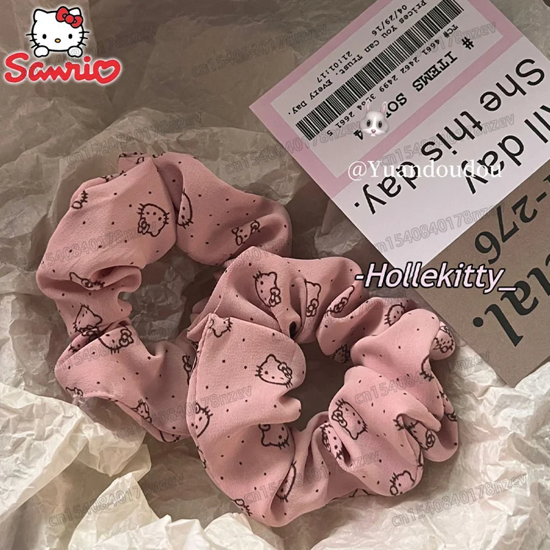 Sanrio Hello Kitty Cute Scrunchie Girls Cartoon Hair Tie Rubber Band Students Women Comfortable Elastic Force Headband