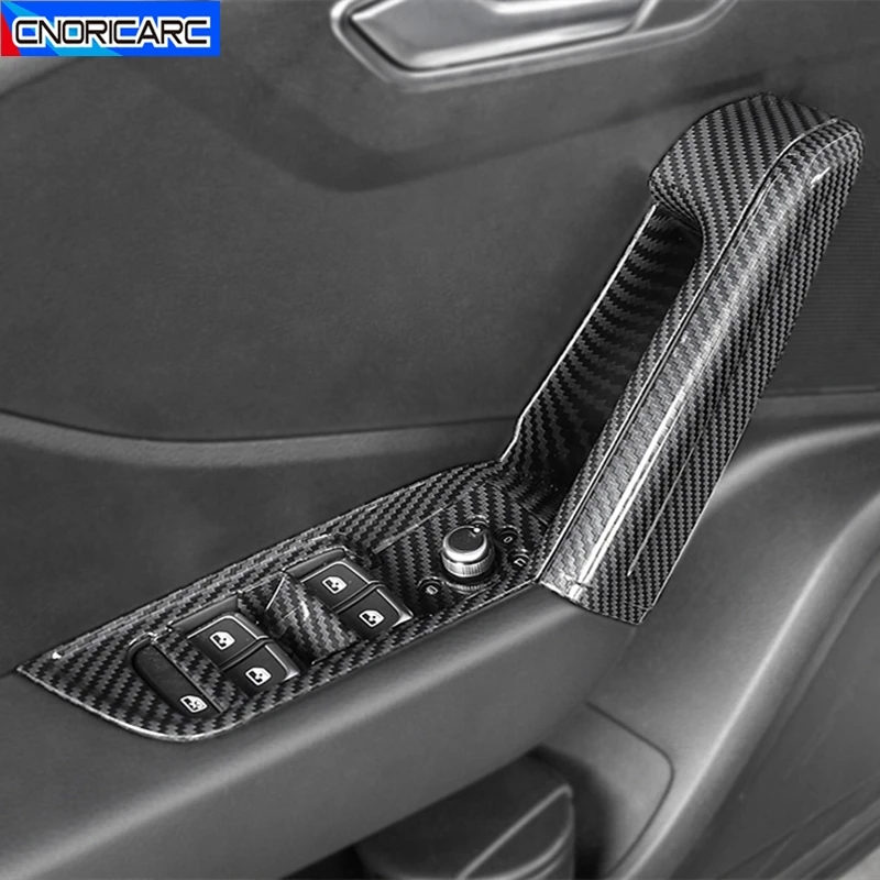 

Автомобильная дверь, подлокотник, стеклоподъемник, панель переключателя, коробка для хранения, декоративная крышка для Audi Q2 2018-2021, наклейки с узором из углеродного волокна