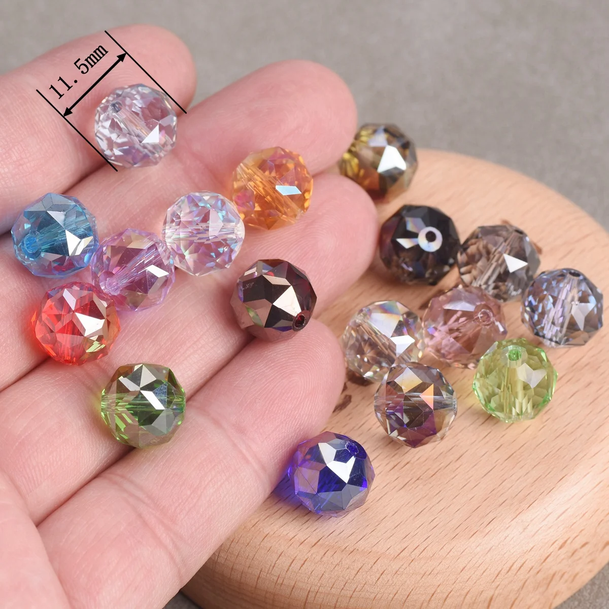 10PCS Shiny Glossy Round 11.5mm Colorful Plated Faceted Crystal Glass Loose Beads For Jewelry Making DIY Crafts Findings