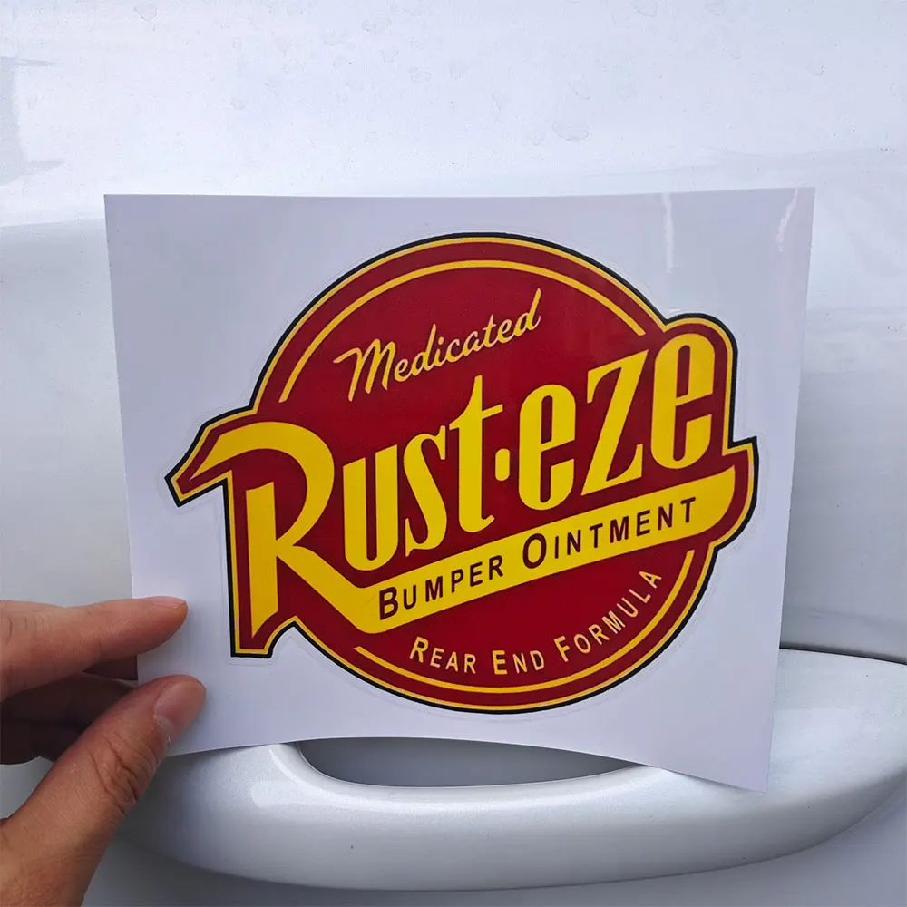 1pc Rust-Eze Text Pattern Waterproof Sunscreen Sticker DIY Decal For Motorbike Fuel Tank Auto Exterior Accessories