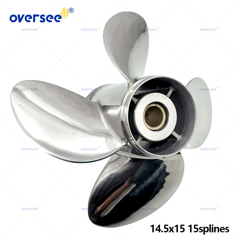 

Oversee 4 Blades Stainless Steel Boat Propeller 14.5x15 for Mercury 135-300HP Outboard Engine Prop 14 1/2 x15