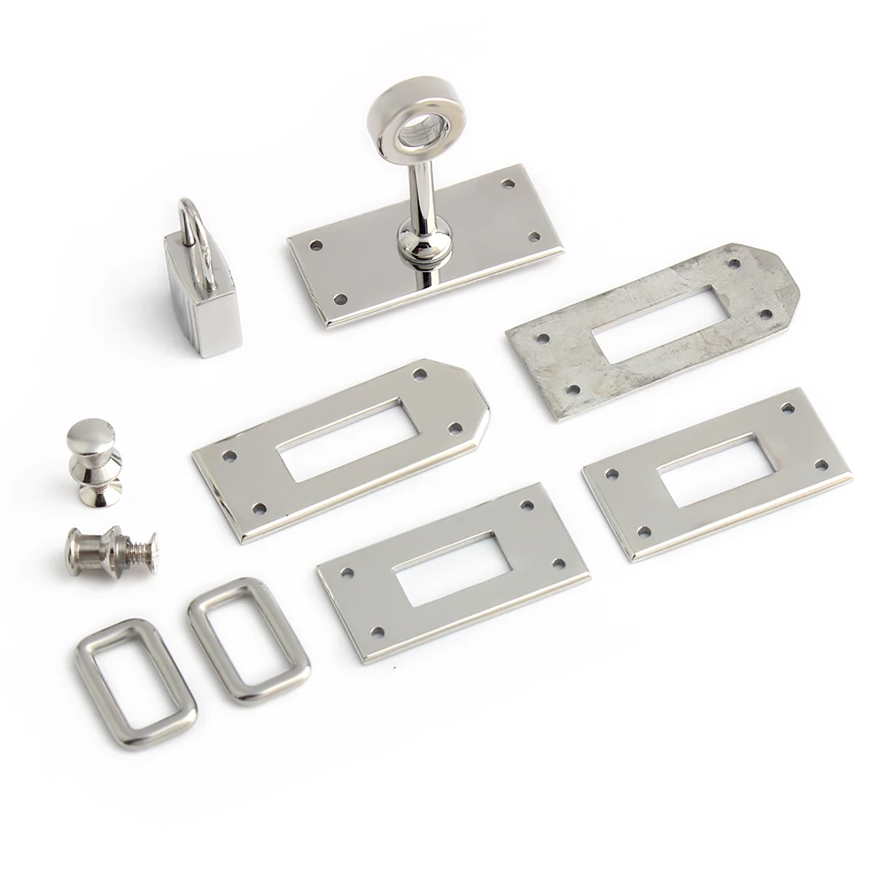 1/5Sets Stainless Steel Metal Rectangle Hanger Clasp Locks For DIY Craft Handbags Purse Bags Belt Buckles Hardware Accessories