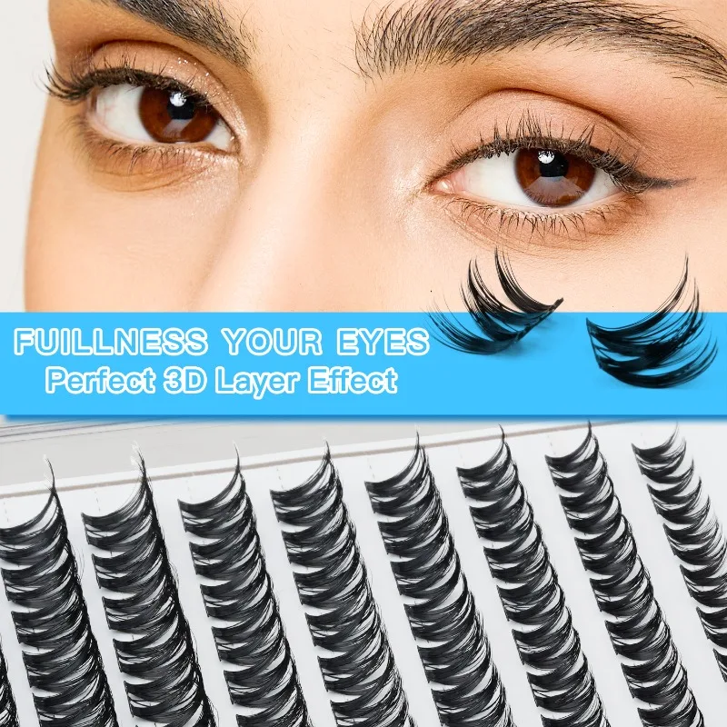 

JIZI-LASH DIY Lash Extension Kit W Shaped Eyelash Clusters Mixing Length False Eyelashes Brush Glue Remover Woman Makeup Tool