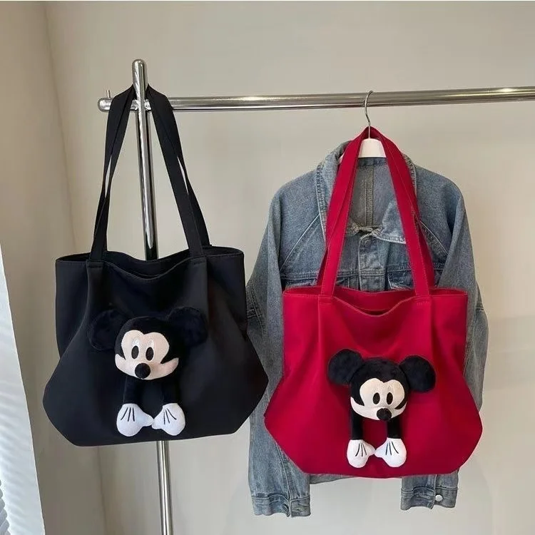 High looks bag, stylish cartoon Mickey doll, black and red shoulder bag, French internet famous canvas bag, makeup bag, 2014