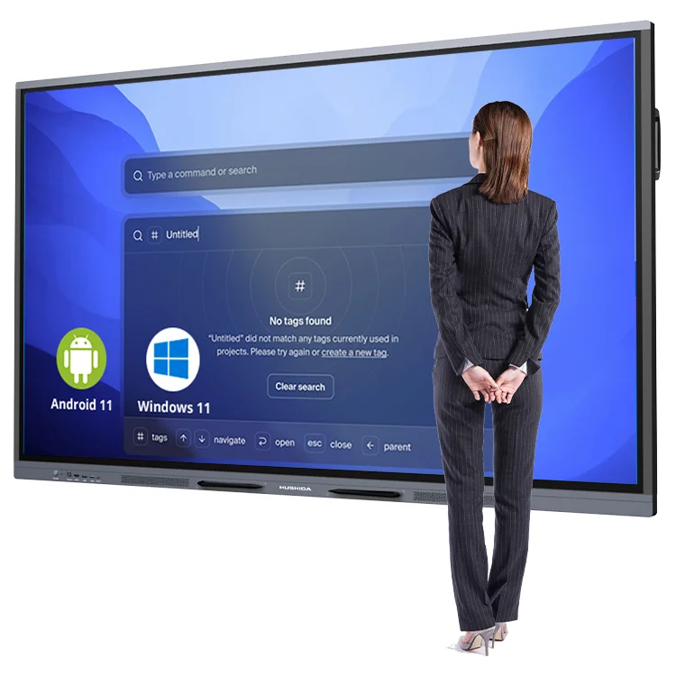 HUSHIDA Factory Customization 55 65 75 86 Inch Smart Interactive White Board With An Adjustable Stand