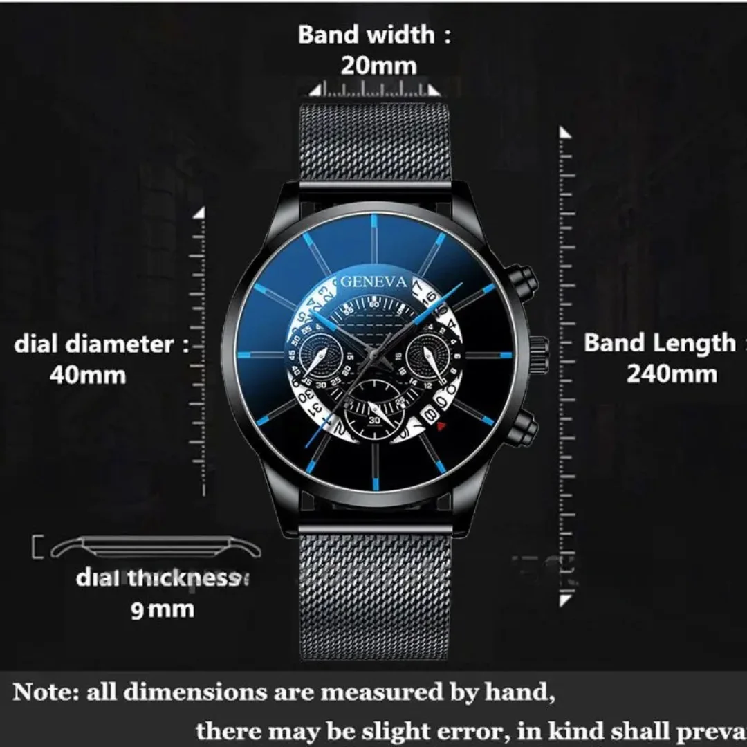 Fashion Mens Watches Luxury Stainless Steel Mesh Belt Quartz Wrist Watch for Men Business Casual Leather Watch Relogio Masculino