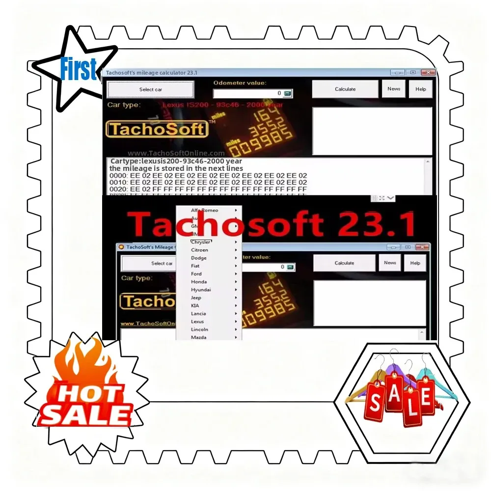 

TachoSoft Mileage Calculator Software, 23.1 mileage correction software, Full Version Support Many Car Brands, Latest 2025Hot