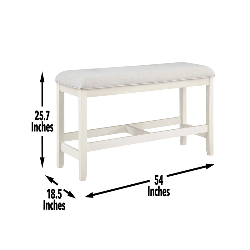 RV Hyland - Wood Kitchen Bistro Counter Height Table Bench Stool for Dining Room Small Space - Brown On-Site