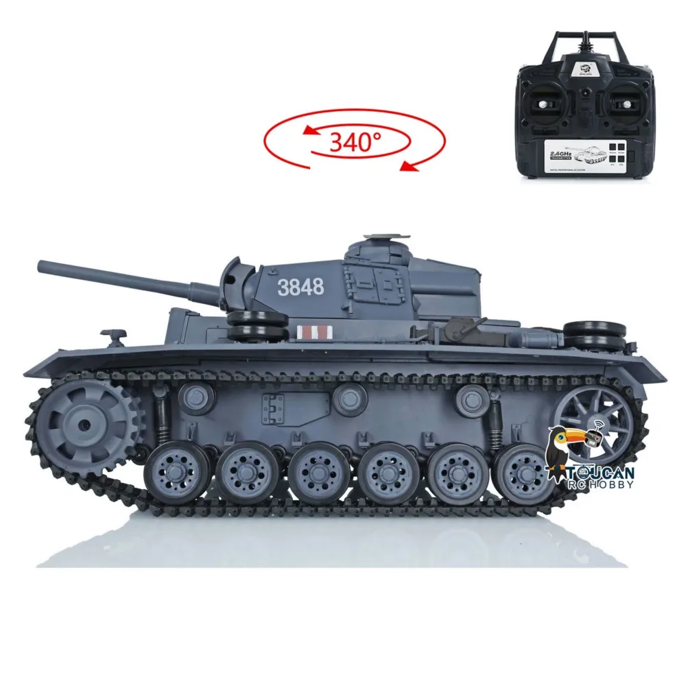 US Stock 2.4G Heng Long 1/16 Scale 7.0 Plastic Panzer III L RC Tank Model 3848 Battle Against IR Battle Toys Vehicle for Boy - view 5