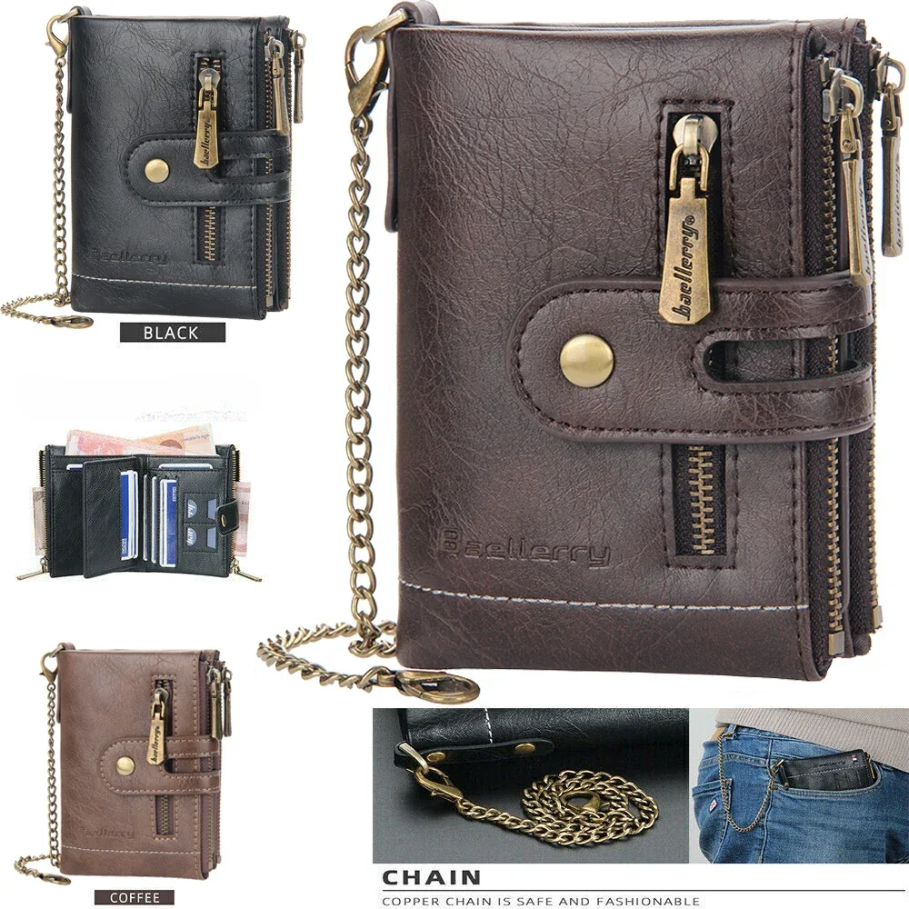 

Men Wallets11 Card Holders Men Short Purse Double Zipper Coin Pocket High Quality Male Purse Cartera