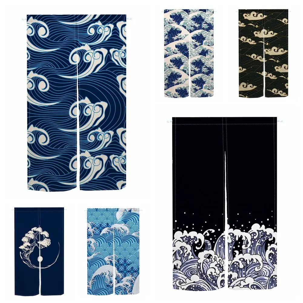 

Japanese Noren Doorway Curtain Ukiyoe Hokusai The Great Wave Off Kanagawa Bedroom Kitchen Entrance Home Decor Door Curtains