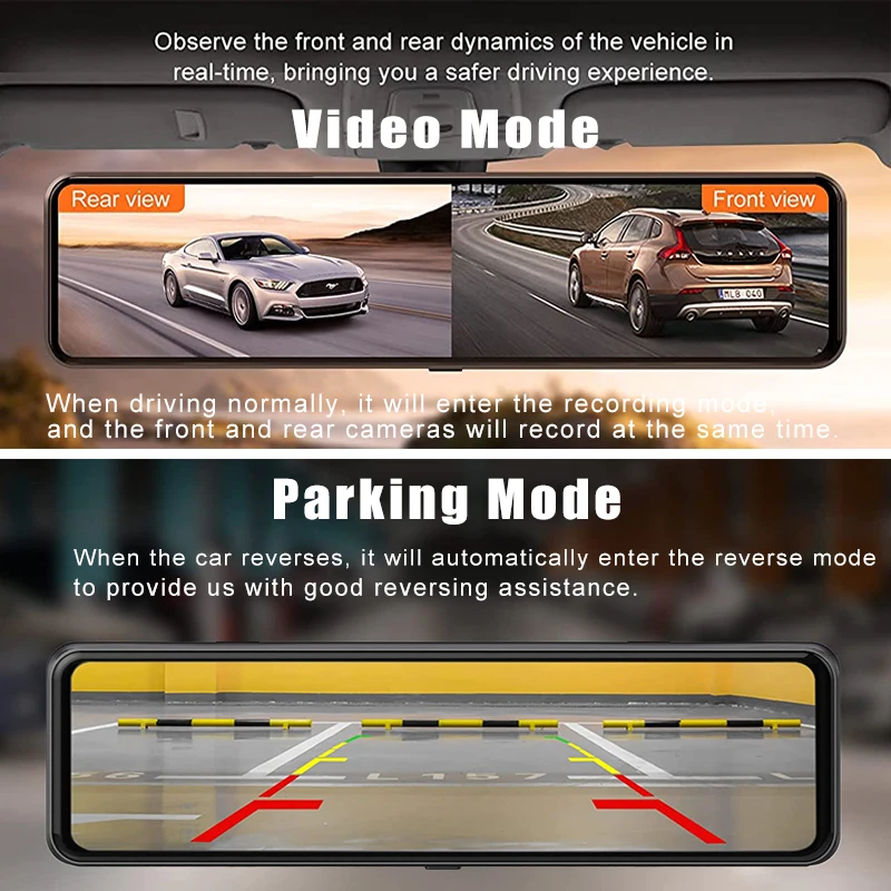 Car Dvr Mirror Dash Cam Dual Lens Dashcam Car Camera Full Hd 1080P Drive Recorder Stream Media Rear View IPS Screen Mirror