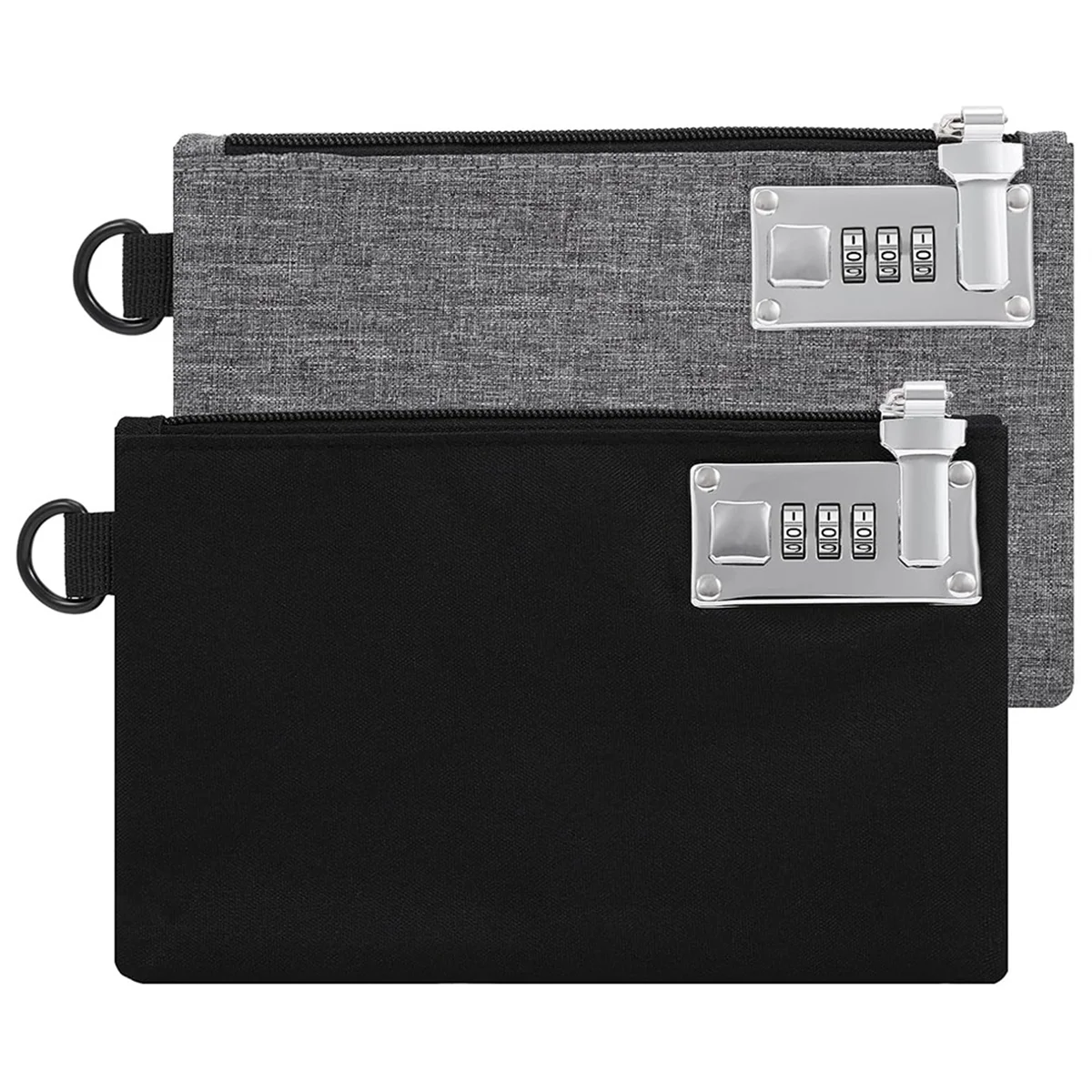 A95G 2 Pieces Lockable Money Pockets, Secure Nylon Lock Coin Purse Bank Bag with Zipper for Travel, Cash, Jewelry, Passport