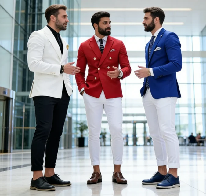 

Элегантные мужские костюмы: комплект из пиджака с отложным воротником и двубортной застежкой, брюк, приталенный крой, модный полный комплект