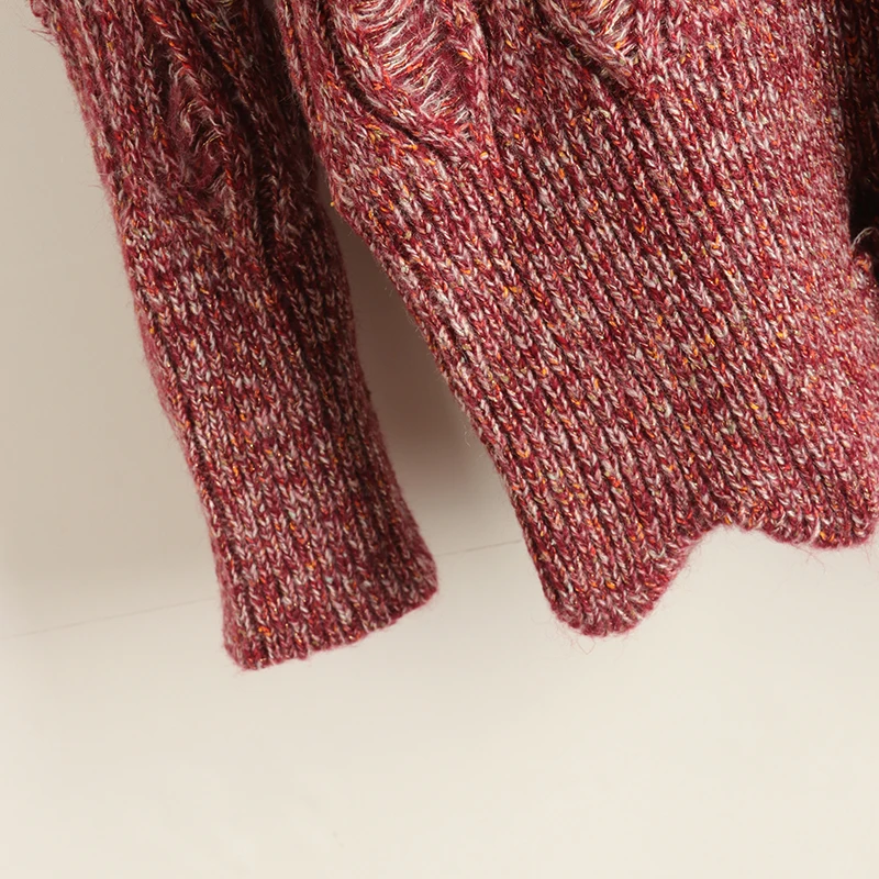 Norno E Station المرأة Faionable V-ne فضفاض محبوك سترة تويست اللون بلو مستقيم أنبوب طويل Sve الشتاء الصوفية