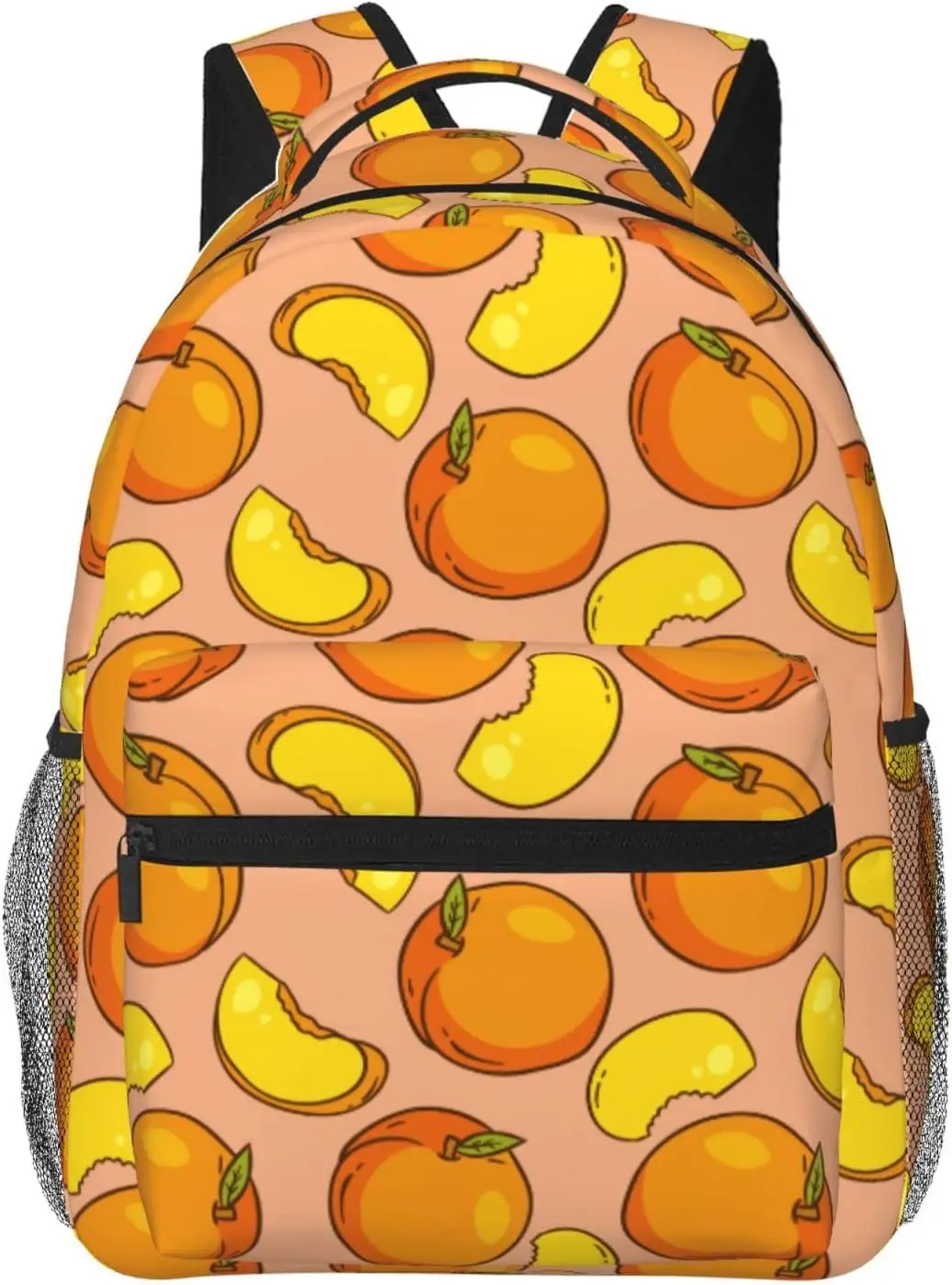 Orange Peach Pattern Lightweight Laptop Backpack for Women Men College Bookbag Casual Daypack Travel Bag