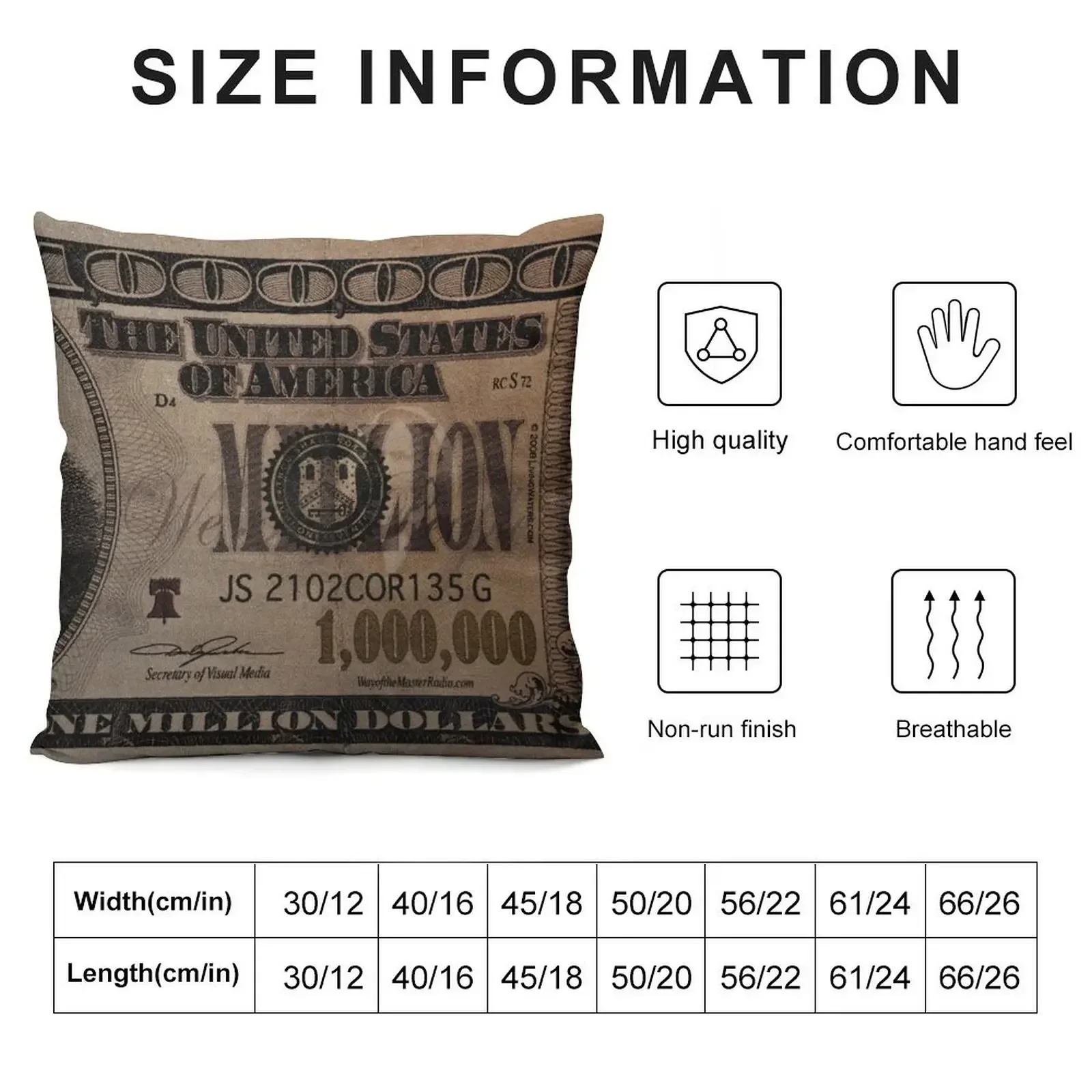 1 million dollar bill Throw Pillow Pillowcase Cushion christmas cushions covers Cusions Cover pillow