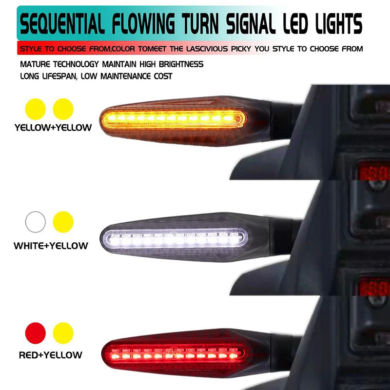 אורות סיגנל לאופנוע 12V LED מרובי תכניות עמידות למים עם אור ריצה ואביזרי אור פנס עצירה