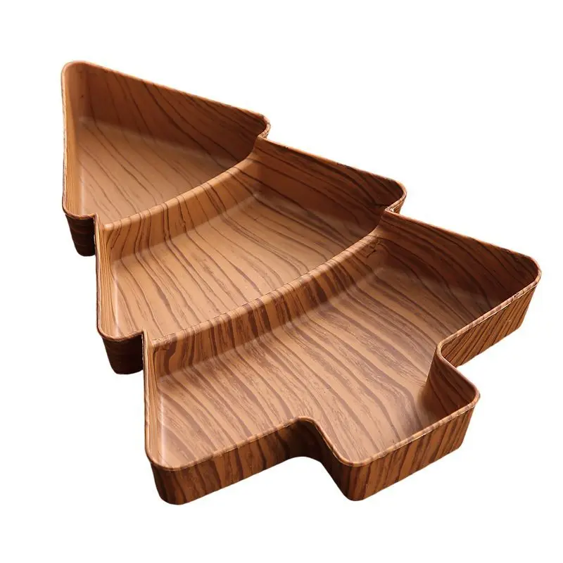 صينية الوجبات الخفيفة لشجرة عيد الميلاد الخشبية - طبق تقديم طبيعي لحفلات العطلات، احتفالي للمكسرات والحلوى والمقبلات #2