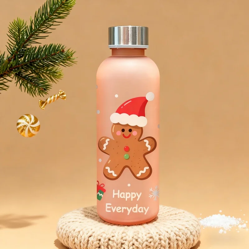 3D Printed Christmas Atmosphere 500ML Water Cup with Santa/Reindeer/Gingerbread Man/Snowman Patterns–Vivid Color, Fade-Resistant