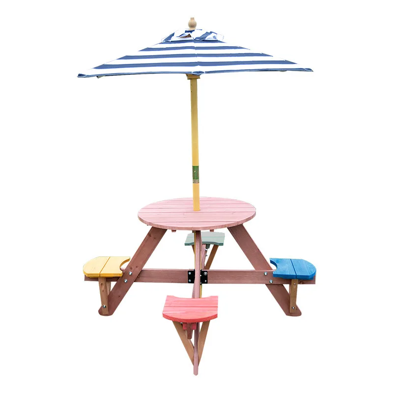 Kindergarten table and stool integrated campground with parasol Children's table and stool Outdoor picnic Children's table and c