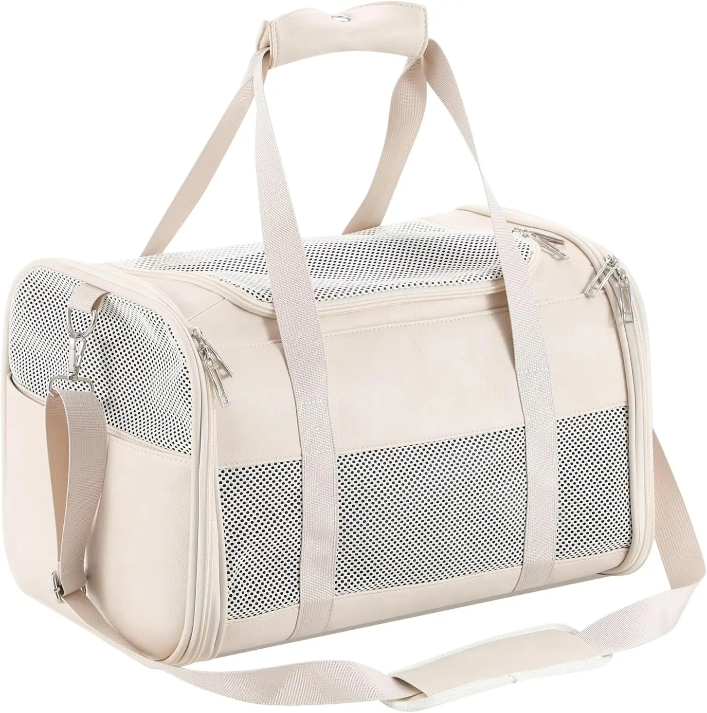 

Airline Approved Pet Carrier, Vegan Leather Soft Sided Bag for Small Dogs Cats Puppy Kitten Travel