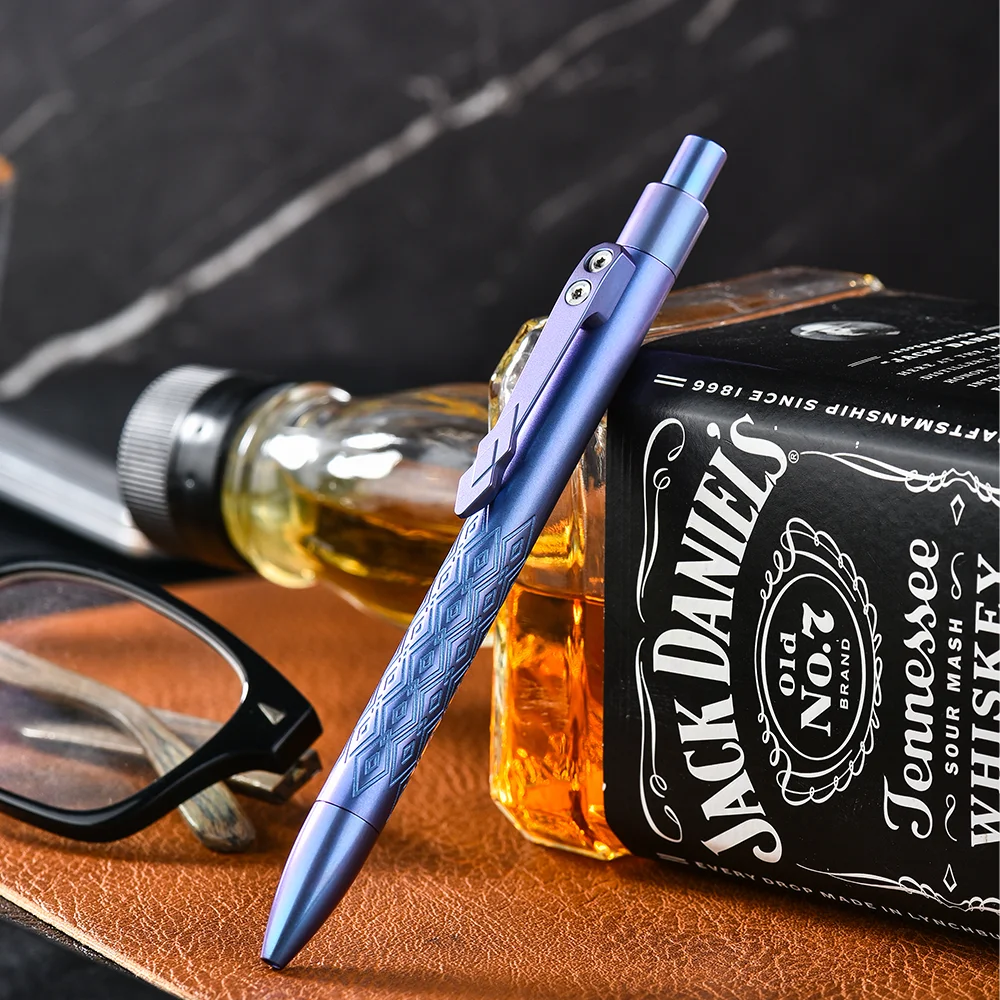

TISUR Titanium Ballpoint Pen, Slide Retractable Tactical Pen, EDC Heavy Duty G2 Metal Pen, Self-defense gift pen for gift